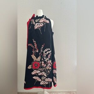 DEBBIE SHUCHAT Black and Red Floral Dress SIZE L